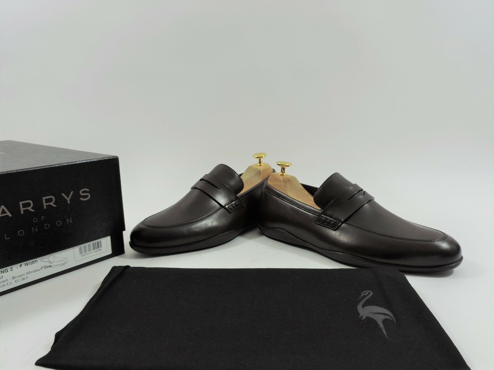 Nuevo Harrys of London Zapatos Hombre Marrón Penny Mocasines GB 4.5 Eu 5.5 38.5