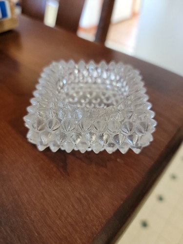 Vintage Fenton Glass Hobnail Spiked Clear Tea Light Candle Holder - Picture 2 of 5
