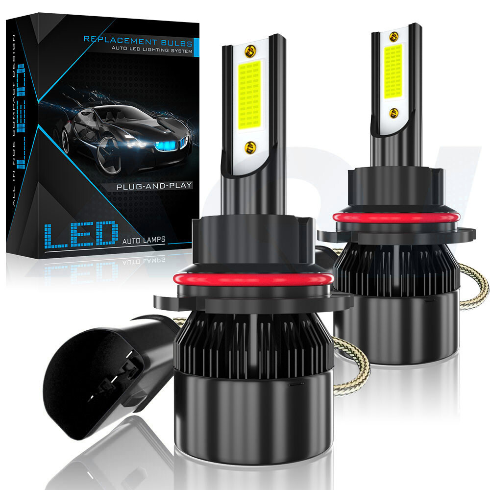 Pair Of 6-Sided LED Headlight Bulbs 9007/HB5 - For Ford Ranger, F-150, Dodge Ram & More