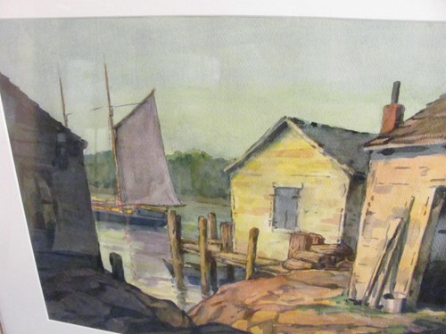 Rockport School Harbor Scene by Ralph Fuller (1890-1963) Watercolor Painting - Picture 4 of 9
