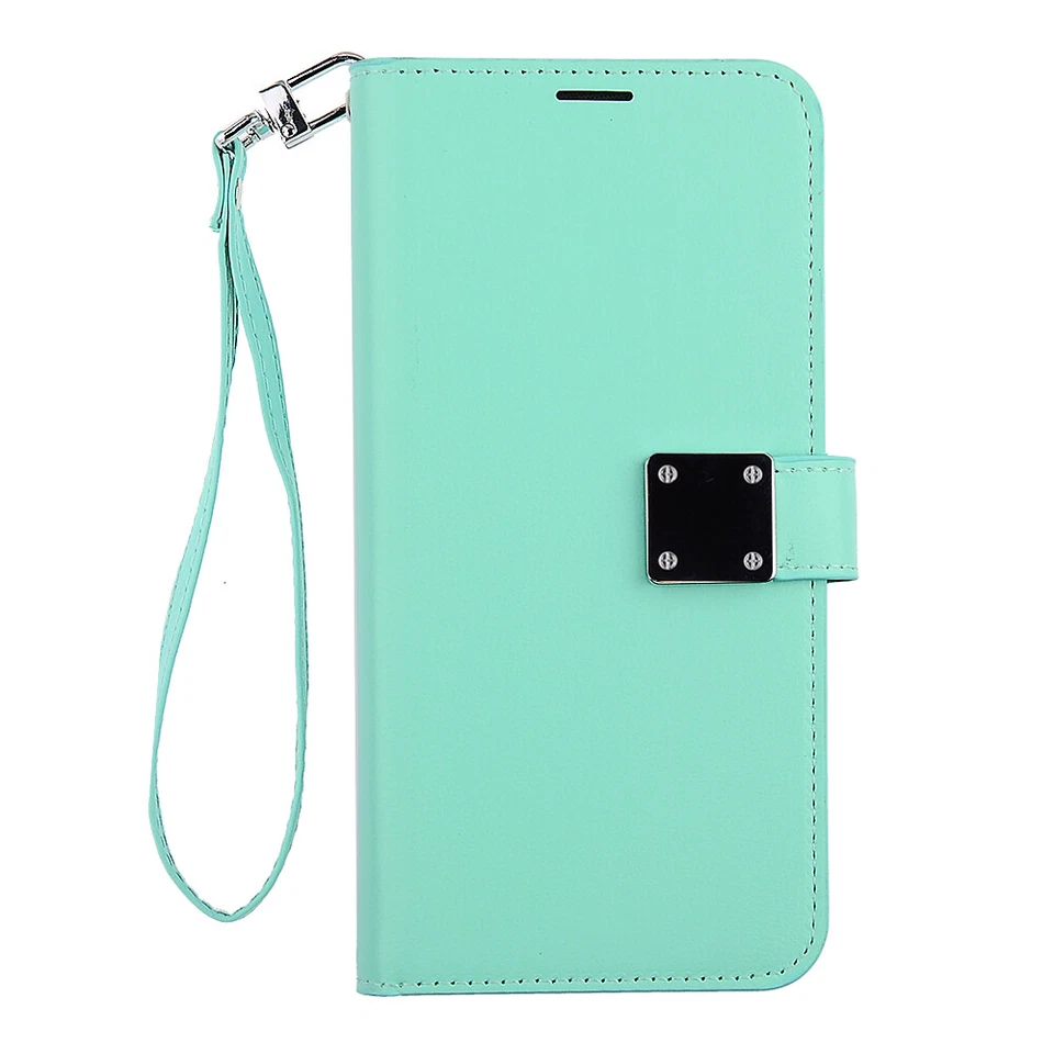 Funda de cuero plegable con billetera tarjetero bolsillo para efectivo para LG K51 VERDE AZULADO Foto 2 de 4
