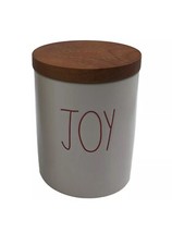 Rae Dunn Red LL JOY White Ceramic Bath Canister Snowflake Carved Wood Lid NWT