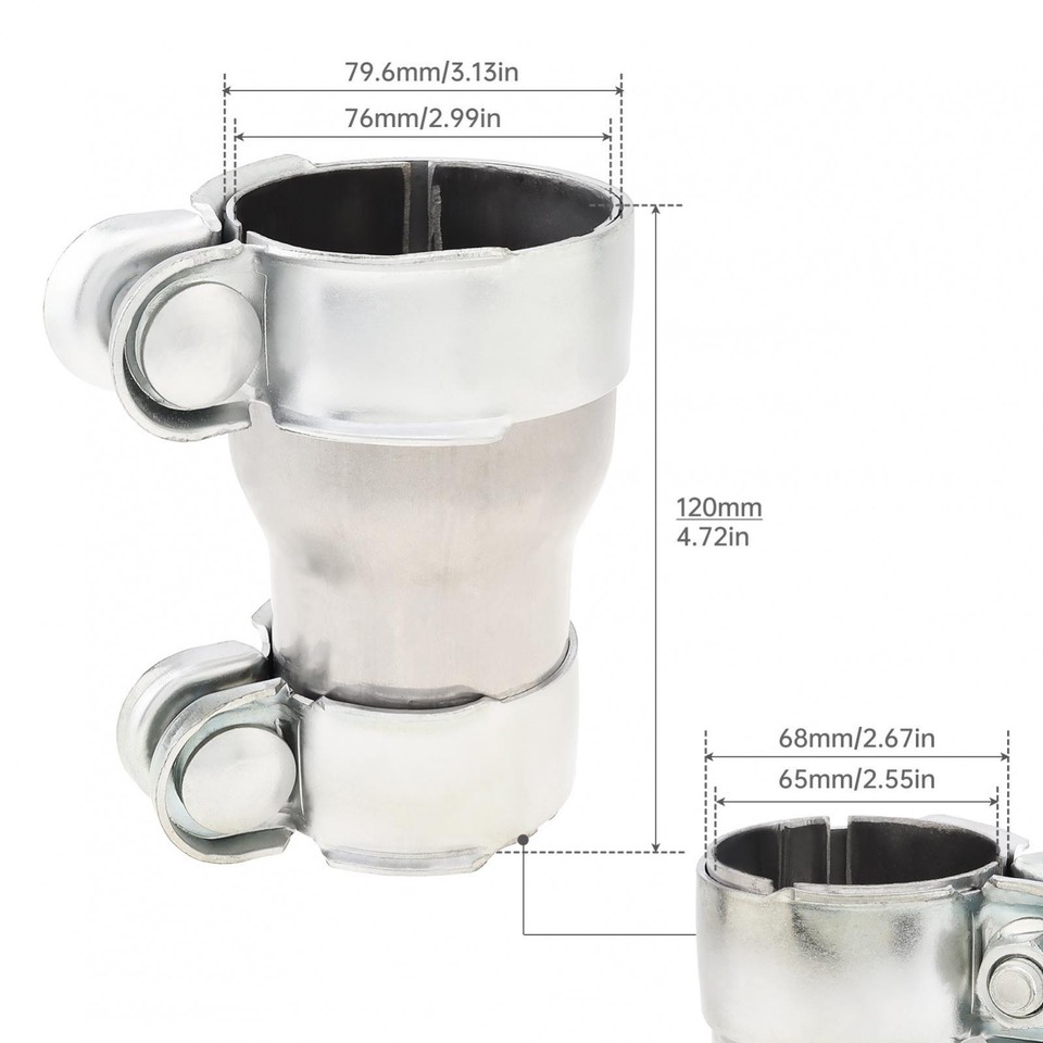 Universal ID 2.5 Inch To ID 3 Inch Exhaust Adapter Clamp Reducer Connector Pipe - Foto 5