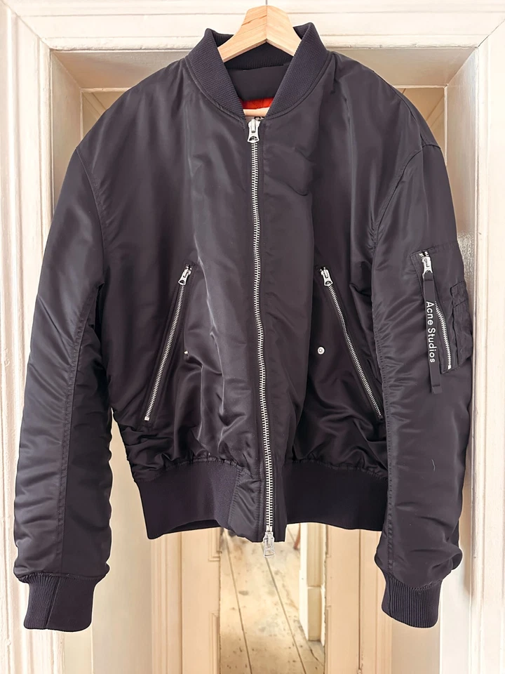 Acne Studios Men's Black Bomber Jacket sz M - Image 2 of 4