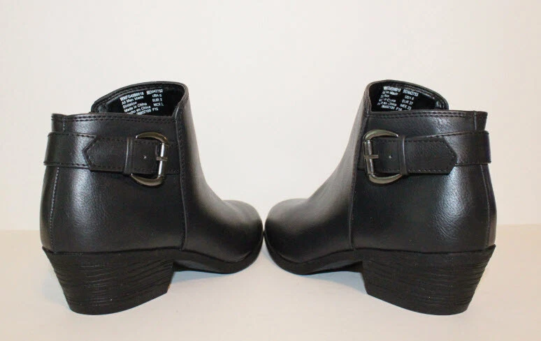 Botines Faded Glory para mujer negros de imitación de cuero con acento de hebilla talla 6 EE. UU. Foto 3 de 4