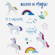 2 Sheets Foil  Unicorn Rainbow Stickers Papercraft Journal DIY Craft Scrapbook