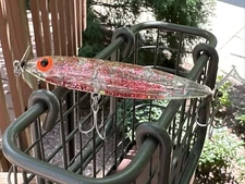 Twin-Spin Glitter Spark Plug Lure Red Pink Stainless Steel Handmade Tackle