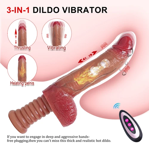 Thrust Heating Realistic Dildo with Handle G Point Vibrator Sex Toys Masturbator - Picture 9 of 23