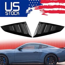 Fits Ford Mustang 2024 Quarter Window Louver Shutter Side Vent Trim Gloss Black