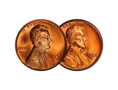 1952 D & 1958 D Lincoln Wheat Cent Choice BU 1c Brilliant Uncirculated - 2 Set