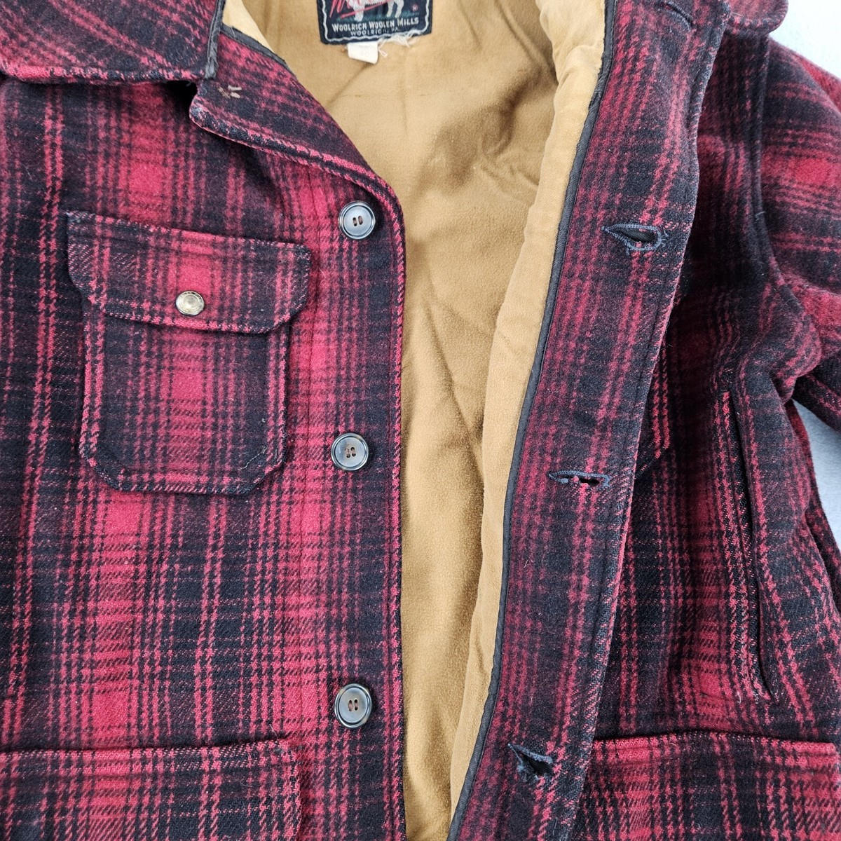 Vintage Woolrich 503 Mens Wool Mackinaw Plaid Hunting Feild Jacket