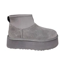 UGG Women's Classic Mini Dipper Thundercloud Grey Platform Suede Boots 1168170