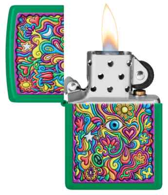 Zippo 48957, Abstract Trippy Design, Grass Green Finish Lighter