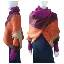 NICCOLAI Wool/Mohair Blend Knitted Open Cardigan Wide Stripe Sz M Multicolor