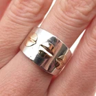 925 Sterling Silver 18K Gold Vintage Modernist Ring Size 7