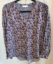 Beach Lunch Lounge Womens Top Floral Cottagecore XL Smocked Boho Romantic 16591x