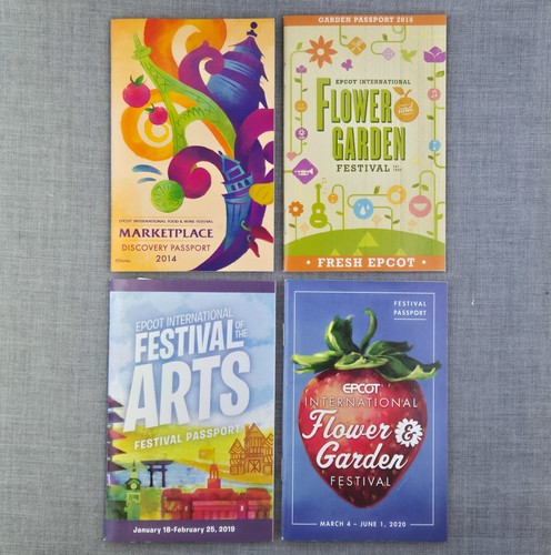 Lotto 4 Passaporti EPCOT Festival Enogastronomia 2014 Giardino Fiorito '16 '20 Arti '19 - Foto 1 di 19