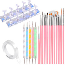 Nail Art Tools, Nail Holder for Painting Nails, 15 PCS Nail Art Brushes, 5 PCS N