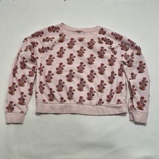 Crewcuts Girls Crewneck Pink Floral Sweater Size Large 10 Long Sleeve EUC