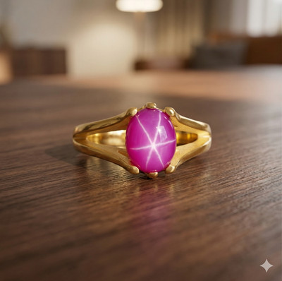 Lindy Pink Star Ruby Ring 925 Sterling Silver, 6 Rays Star Sapphire Ring