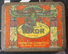 GREECE c.1910 LUXOR ROYALE Cigarette Tin EMPTY Salonique Bruxelles