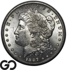 1887-S Morgan Silver Dollar Coin, Flashy Choice BU++, Better Date