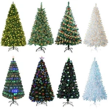 4 5 6 7ft Christmas Tree Traditional Artificial Bushy Xmas with LED Lights Stand