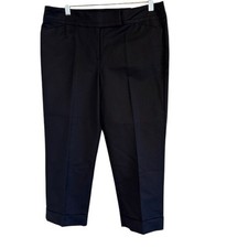 NWT Ann Taylor Signature Black Straight Leg Trouser Dress Pants Cropped Leg 8