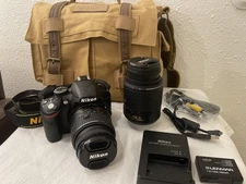 Nikon D D3200 24.2 MP Digital SLR Camera - 2 Lenses, 2 Batteries + SIM Card