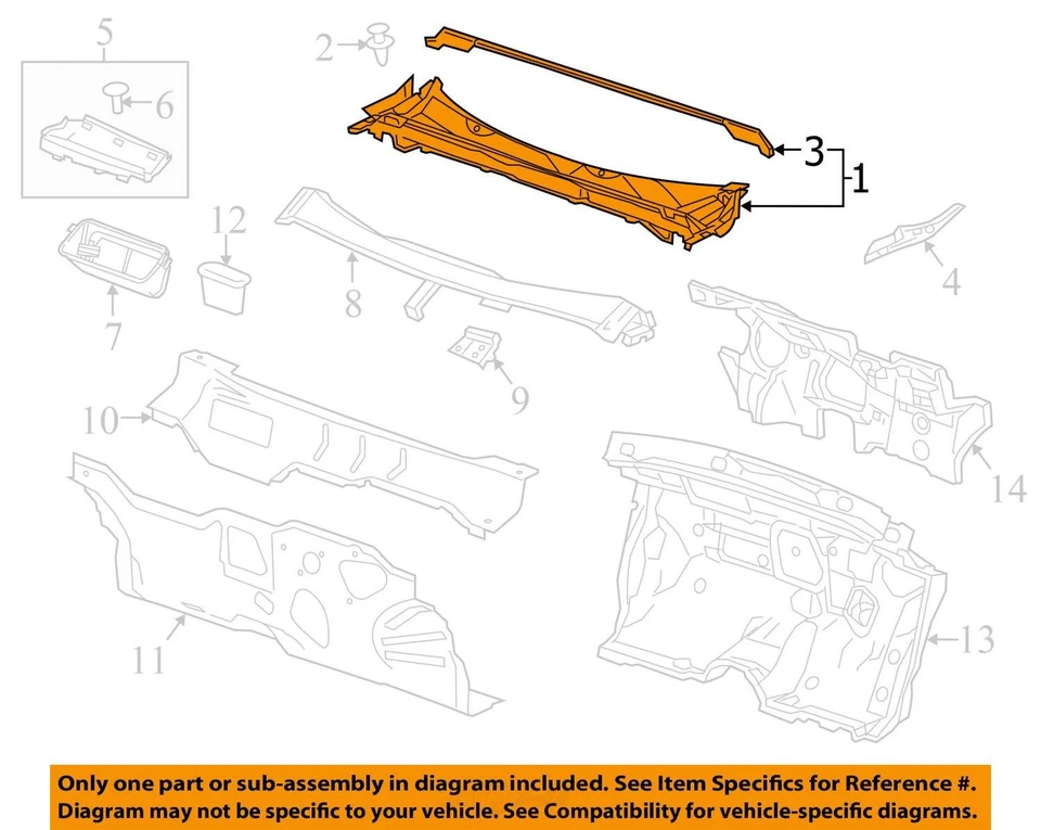 Fits 2014-2018 Chevrolet Impala Front Windshield Wiper Cowl Free Shipping OEM - Image 4 of 4