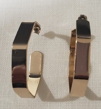 Vintage Womens Quality Goldtone Elegant Large Octagon Hoop Pierced Earrings