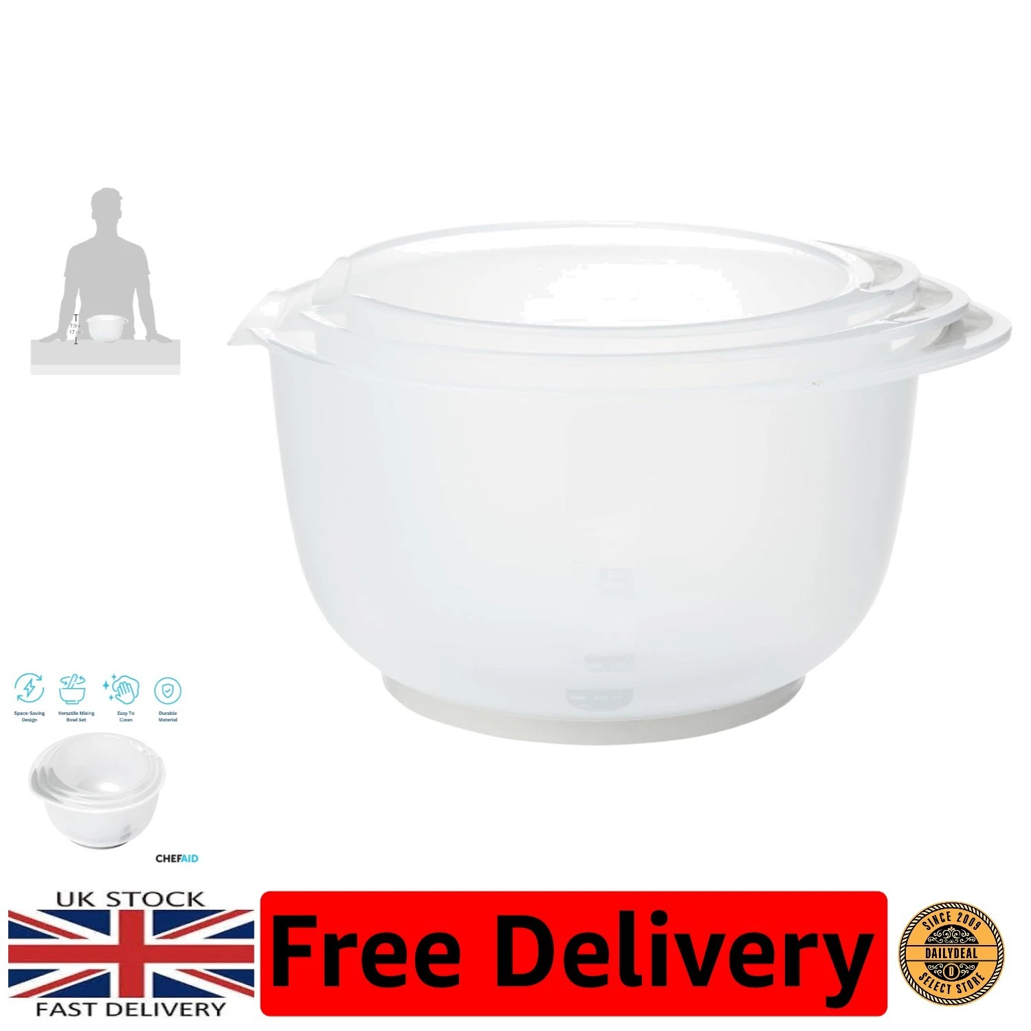 Durable Stackable Mixing Bowls Set: Non-Slip Base, Perfect for All Kitchen Tasks