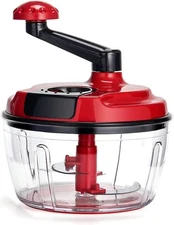 Multi-Functional Manual Food Processor,8 Cup Hand-powered Crank Red 