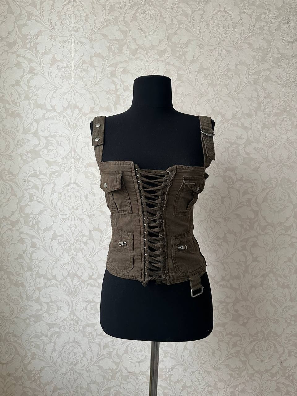 Jaded London Y2K Cargo Corset Top Gothic Grunge D&G Style Military Avant Garde S