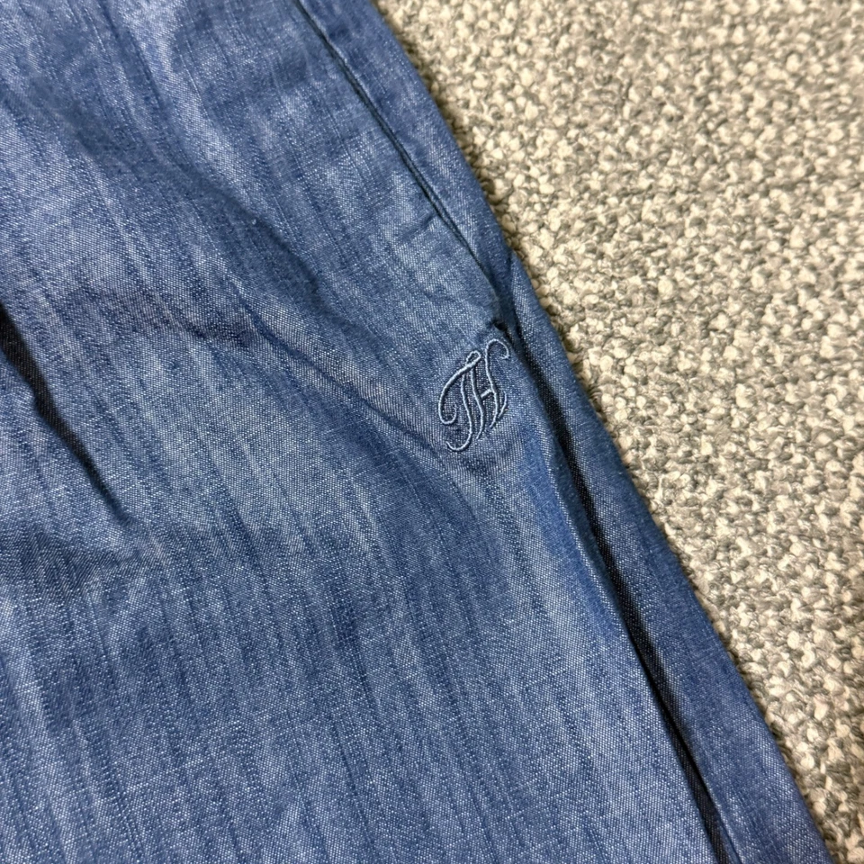 Брюки Tommy Hilfiger Chambray широкие расклешенные плиссированные синие женские размер 4 - Изображение 3 из 4