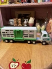 Tonka Toy Truck with Livestock Trailer Green and White Pressed Steel