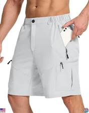Men's Quick-Dry Lightweight 9" Cargo Shorts with 6 Pockets for Hiking & Fishing