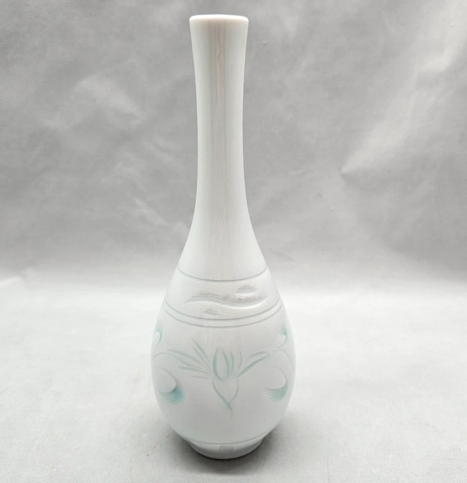 Jarrón Hotaru-de vintage Pier 1 Importaciones cuello largo en forma de vejiga cinta floral Japón Foto 3 de 4