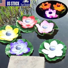 Solar Floating Pond Light Lotus With Leaf Lily Pads Night Light Pool Decoration