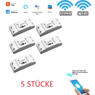 5Stk Wifi WLAN Switch Smart Schalter für Alexa Google APP-Steuerung 2200W 230V