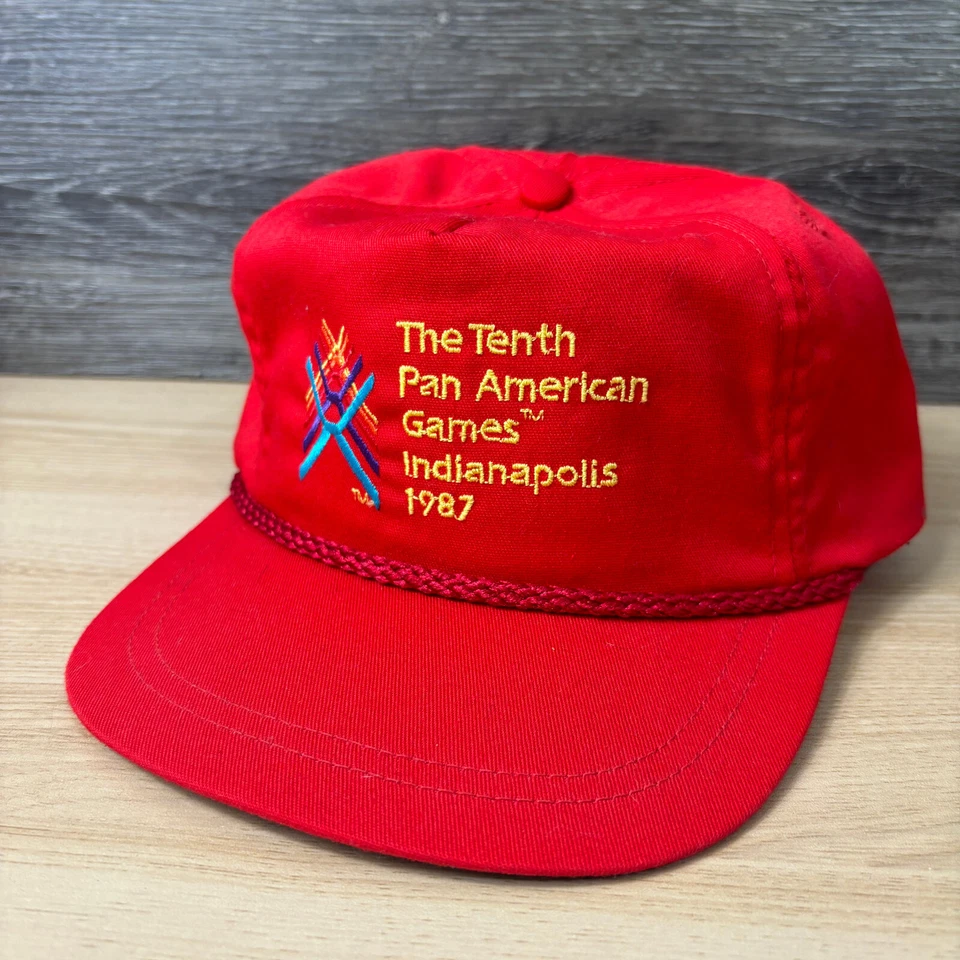 Gorra de colección de los Juegos Panamericanos con correa trasera roja Indianápolis 1987 ajustable Foto 3 de 4