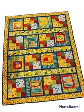 Baby/Toddler quilt-Handmade Woodland Animals Owl Forest Snail Fox Bright 68x55