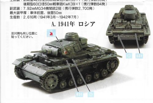 F-Toys Battle Tank 1/144 German WW2 Panzer III 1941 3A Predecorated Kit - Bild 1 von 3