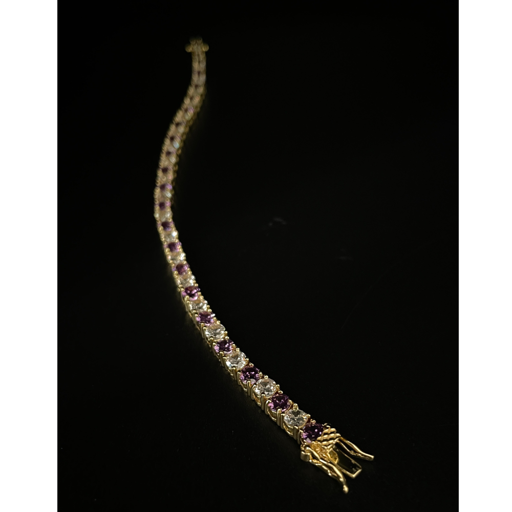 yellow gold finish created diamond purple amethyst round cut bracelet Gift Idea