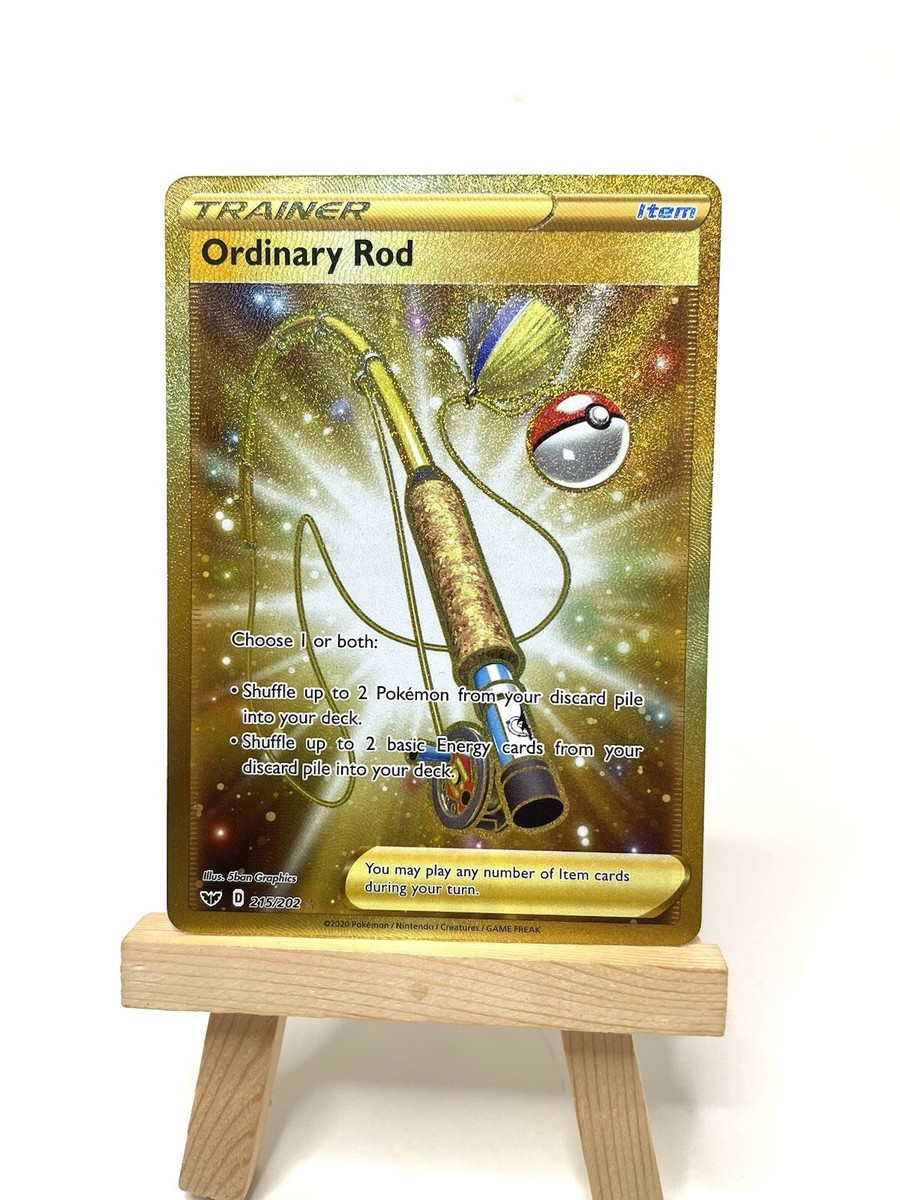 Pokmon TCG Ordinary Rod Sword & Shield Base Set 215/202 Holo Secret Rare Pokmon TCG Ordinary Rod Sword & Shield Base Set 215/202 Holo Secret Rare