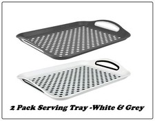 Serving Tray Plastic Rubber Grip Surface- Serve food Drink & Dinner Non Slip