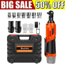 3/8'' Electric Cordless Ratchet Right Angle Wrench Impact Power Tool 1/2 Battery