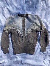 Brown Taupe and Cream Acrylic Angora Sweater 1980's Shoulder Pads Vintage Medium