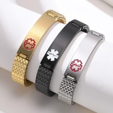Medical Alert Bracelet for Women Men Custom Engraved Emergency ID Medical Bangle