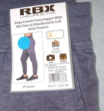 Womens RBX Baby French Terry Jogger w Pockets 2XL Velvet Plum Heather  Free ship